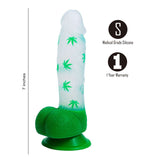 LEIF 7.5 Inch 420 Series Cannabis Print Silicone Sump Cup Dong