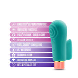 Aria By Blush® | Sensual AF: Finger Fin Teal Silicone Vibrator with Powerful RumboTech™ Technology - PURE ENVY, LLC®