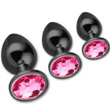 Black Steel Anal Plug - Pink