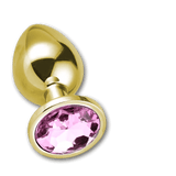 Gold Steel Anal Plug - Pink