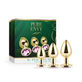 Gold Steel Anal Plug - Pink