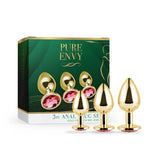 Gold Steel Anal Plug - Ruby