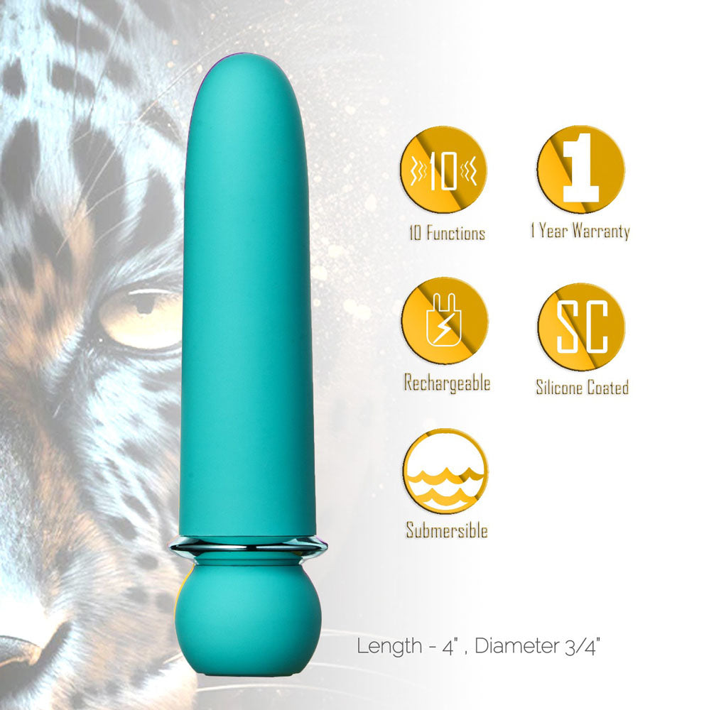 Jaguar 10-Function Rechargeable Silicone Coated Super-Charged Bullet