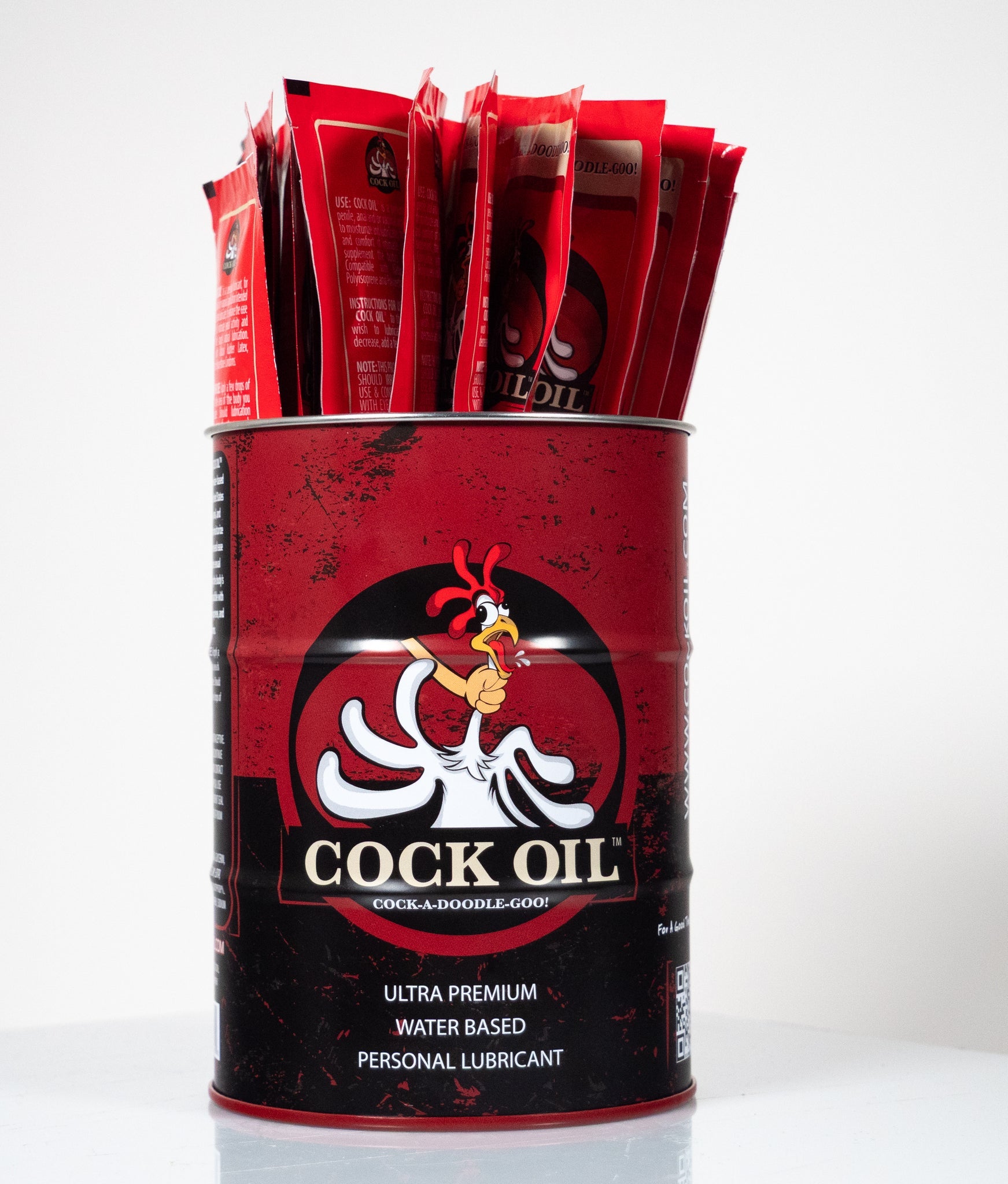 Cock Oil Water Based Lubricant Foil Packets - Collector's Edition Drum Cock Oil Water Based Lubricant Foil Packets - Collector's Edition Drum