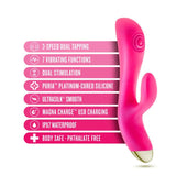 Aria By Blush® | Pleasin' AF: Clitoris Stimulator + Dual Pulsations Fuchsia Silicone Vibrator