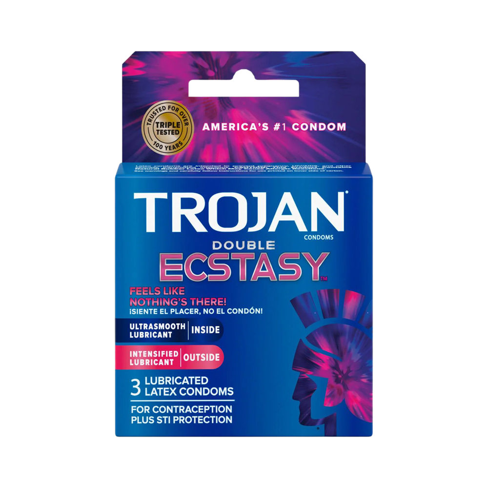 Trojan Double Ecstasy Condoms | Dual-Sided Lubrication & Enhanced Sensation