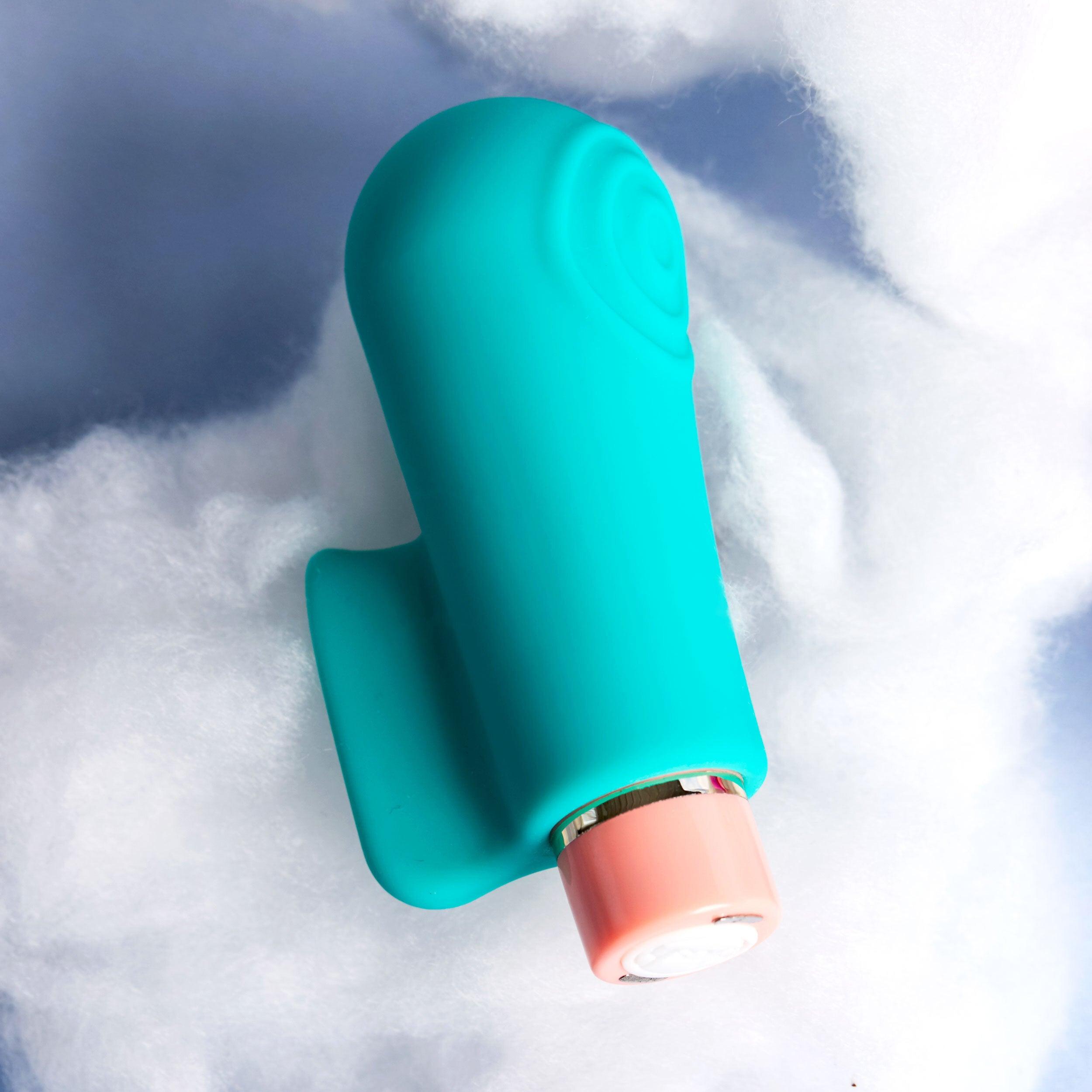 Aria By Blush® | Sensual AF: Finger Fin Teal Silicone Vibrator with Powerful RumboTech™ Technology - PURE ENVY, LLC®