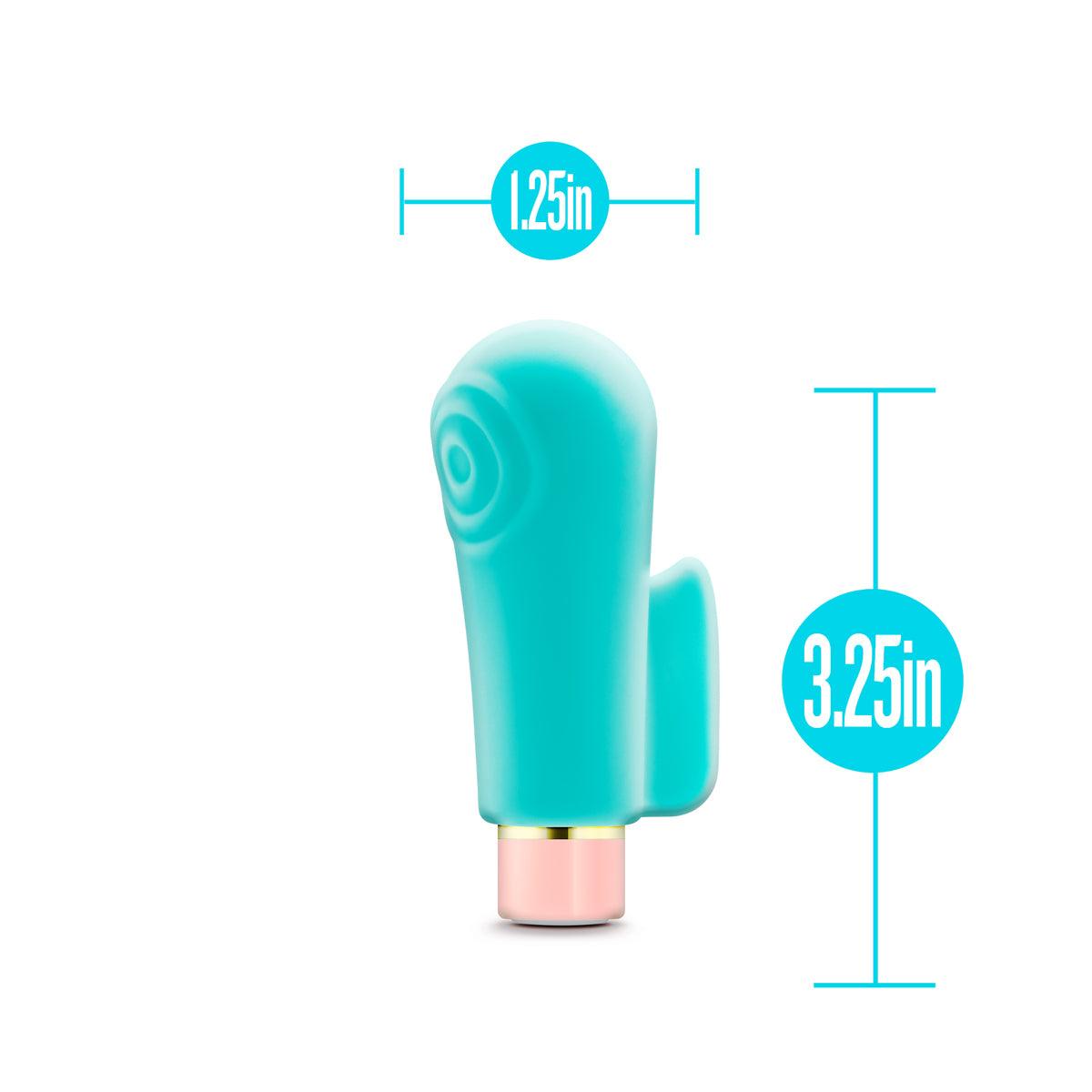 Aria By Blush® | Sensual AF: Finger Fin Teal Silicone Vibrator with Powerful RumboTech™ Technology - PURE ENVY, LLC®