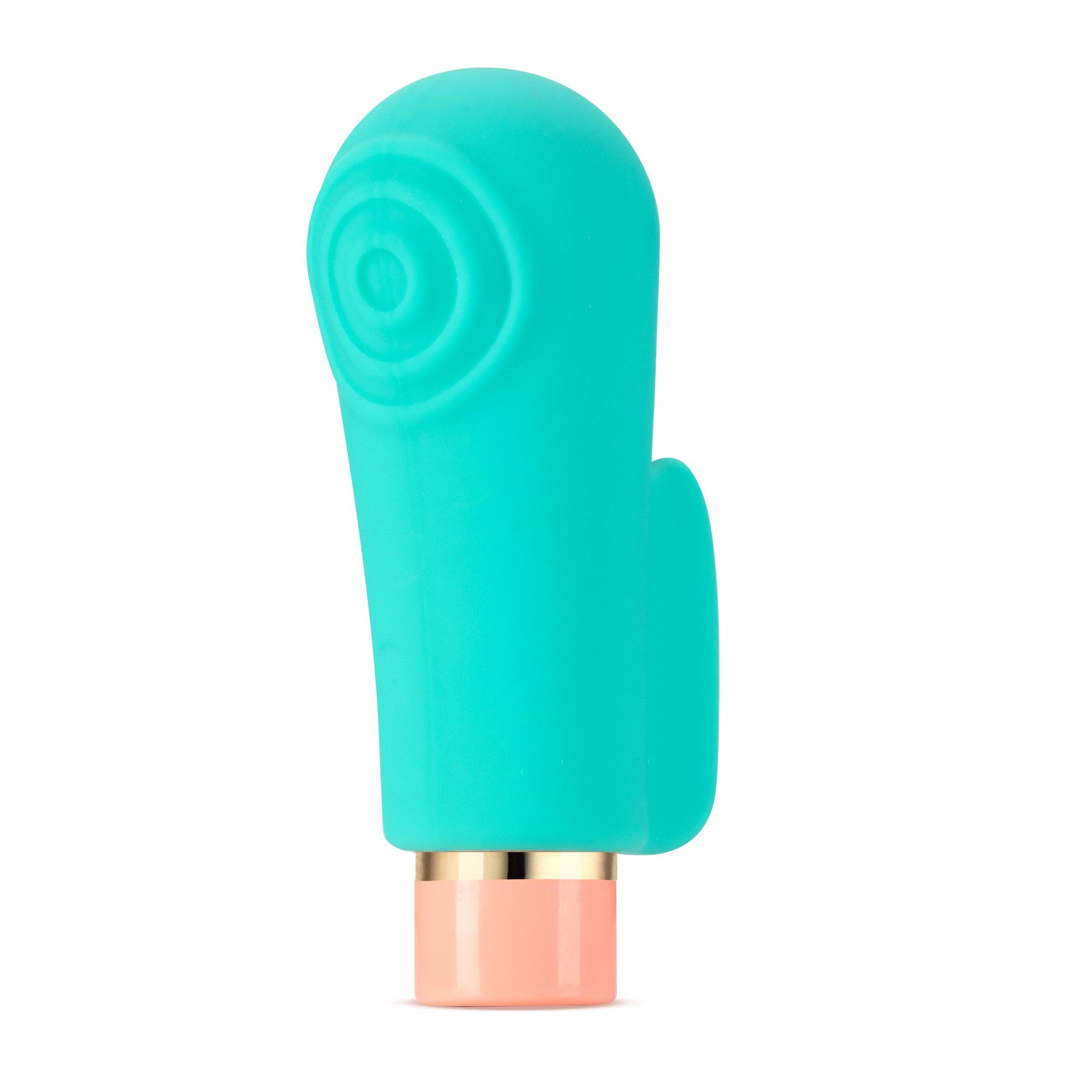Aria By Blush® | Sensual AF: Finger Fin Teal Silicone Vibrator with Powerful RumboTech™ Technology - PURE ENVY, LLC®