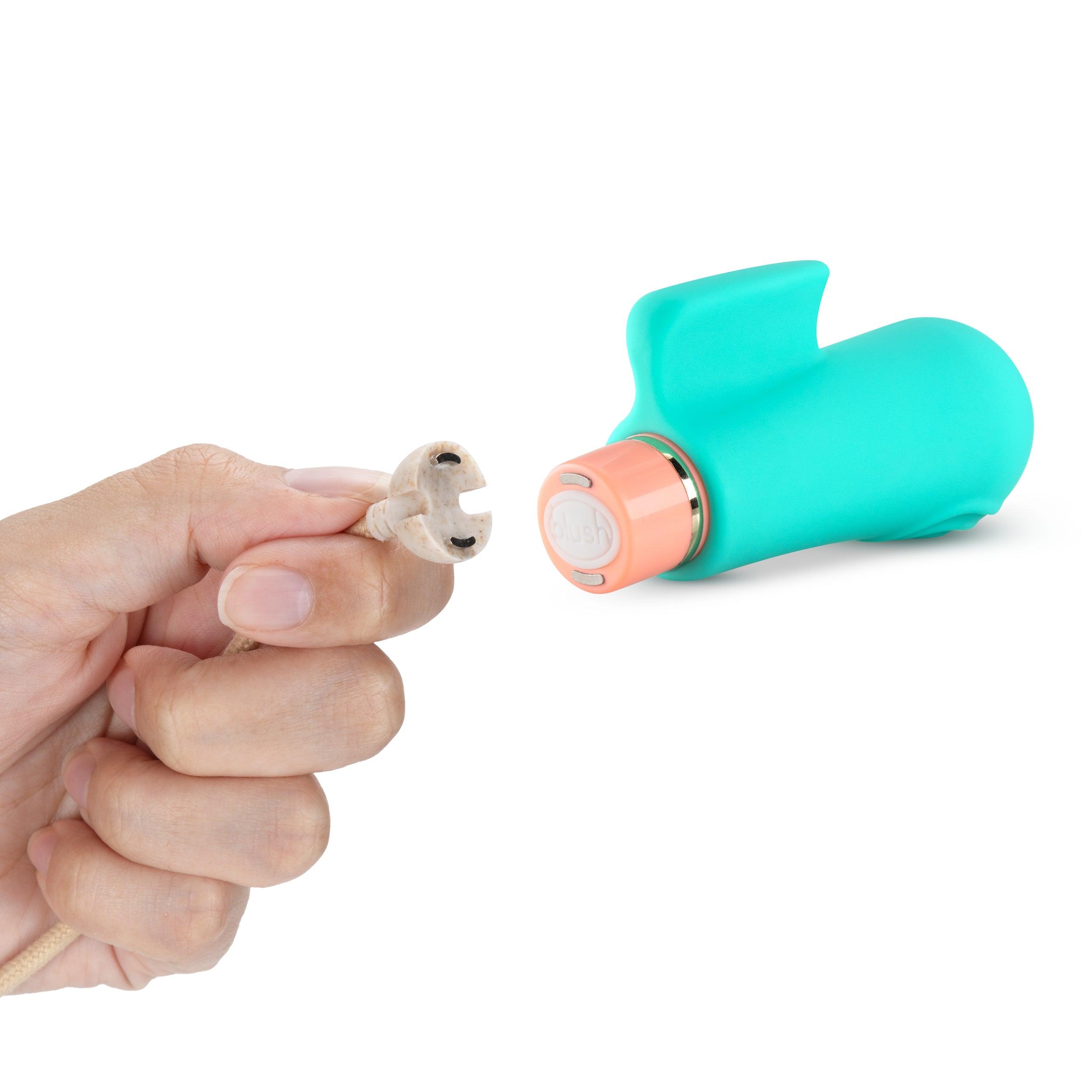 Aria By Blush® | Sensual AF: Finger Fin Teal Silicone Vibrator with Powerful RumboTech™ Technology - PURE ENVY, LLC®