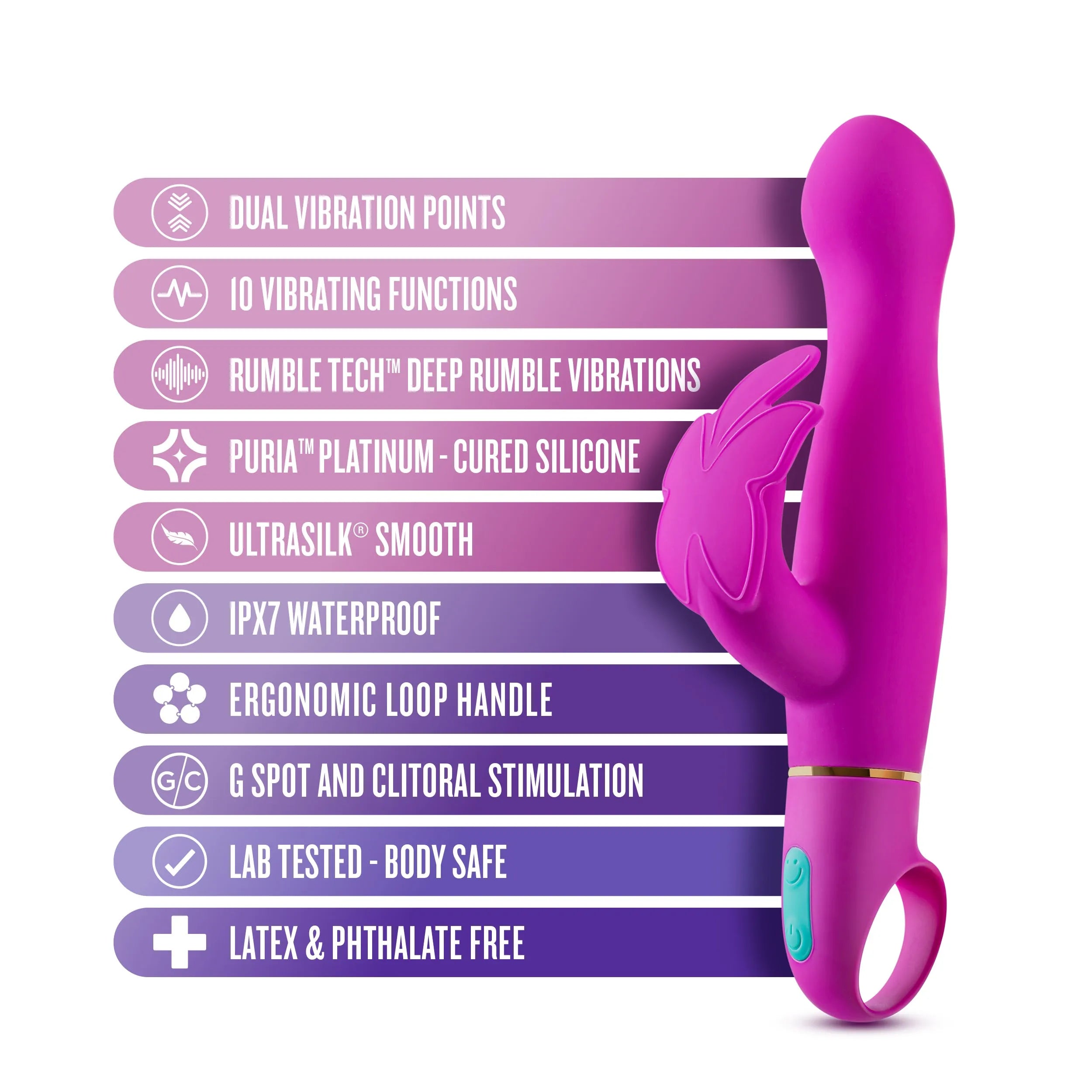 Aria By Blush® | Naughty AF: Clitoris Stimulator Plum Silicone Vibrator with Powerful RumboTech™ Technology