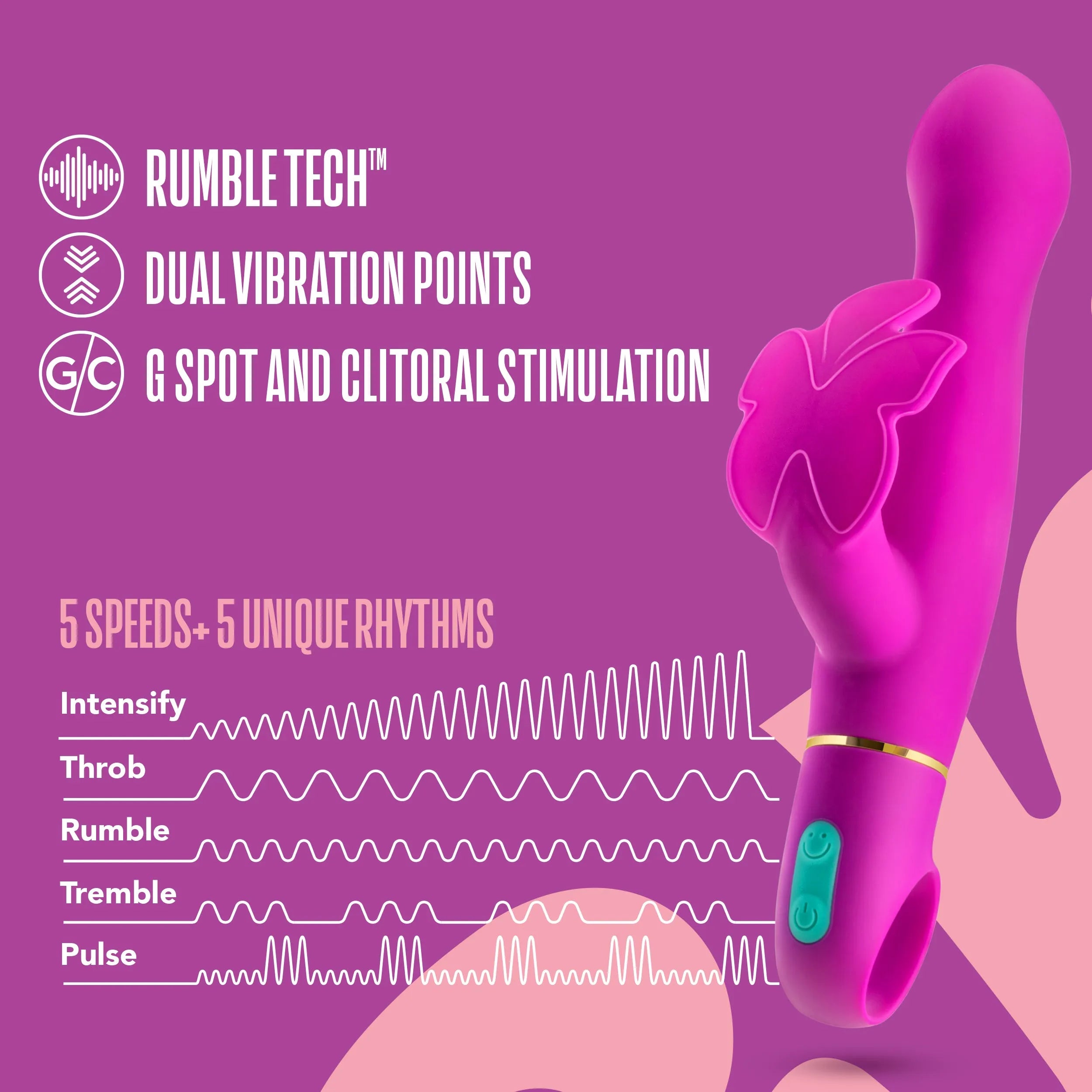 Aria By Blush® | Naughty AF: Clitoris Stimulator Plum Silicone Vibrator with Powerful RumboTech™ Technology