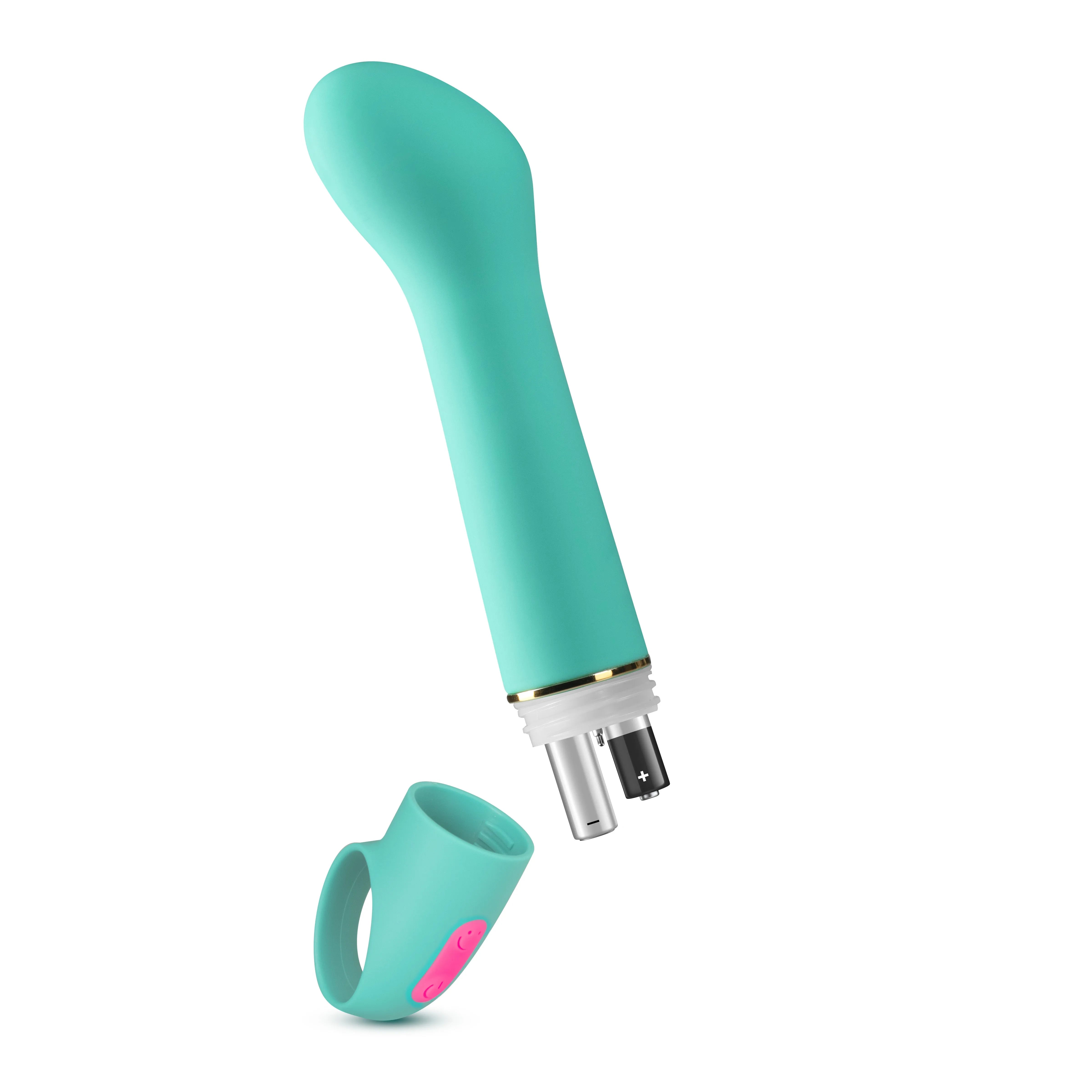 Aria By Blush® | Flirty AF: Vibrador de silicona verde azulado con estimulación mejorada del punto G y potente tecnología RumboTech™