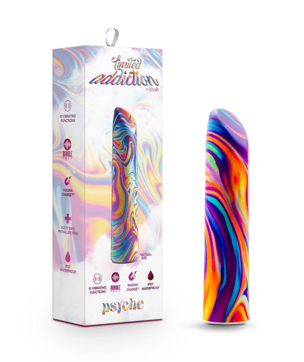 Limited Addiction By Blush® | Psyche Power Vibe Rainbow Vibrator with Powerful RumboTech™ Technology - PURE ENVY, LLC®