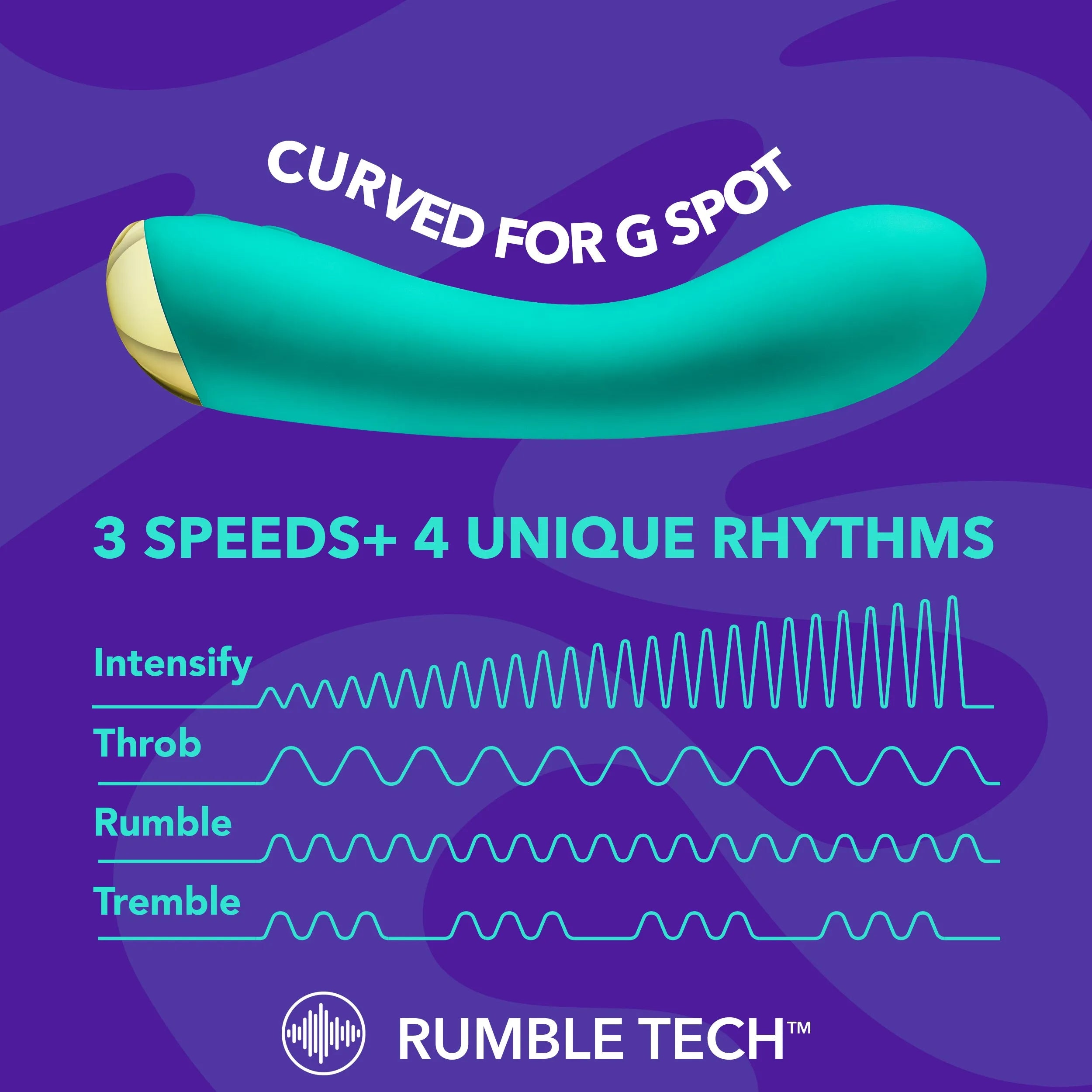 Aria By Blush® | Luscious AF: Enhanced G-Spot Stimulation Teal Silicone Vibrator with Powerful RumboTech™ Technology